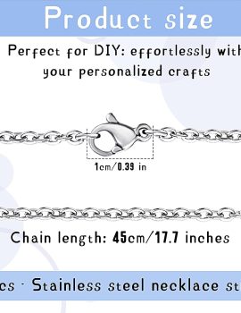 10 PCS Necklace Chains, Stainless Steel Cable Chain Necklace Silver Plated Bulk Necklace Extender for Jewelry Making DIY Supplies, 17.7 Inches (10)