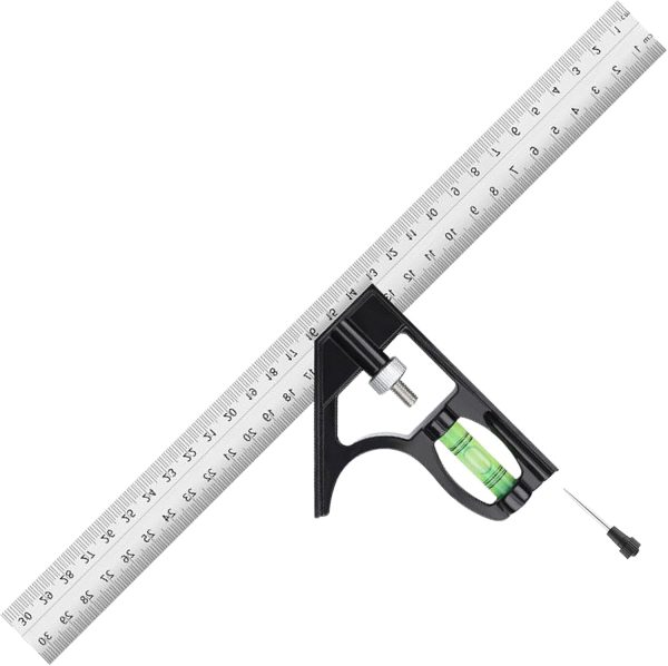 12" Metric Combination Square Ruler for Electricians and Carpenters, 45-90 Degree Marking Square, Bubble Level, Square Tool, Woodworking Square, Combo Square (300mm)