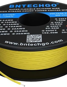 BNTECHGO 20 Gauge Silicone Wire Spool 250 ft Yellow Flexible 20 AWG Stranded Tinned Copper Wire