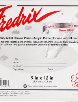 FREDRIX Artist Series Primed Canvas Panels, Individually Wrapped, 9″ x 12″, Pack of 3