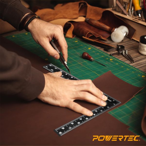 POWERTEC Carpenter Square 8" x 12" - L Square Ruler, Right Angle Square Tool, Woodworking Square for Carpentry, Construction, DIY, 1PK (80035) - Image 5